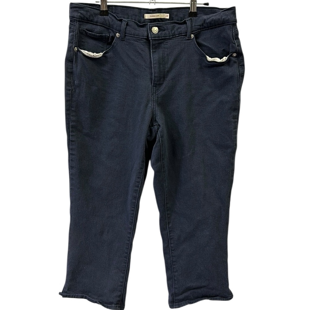 Levis Blue Classic Capri High Waist Lightweight Stretch Jeans Womens 12 31 Waist